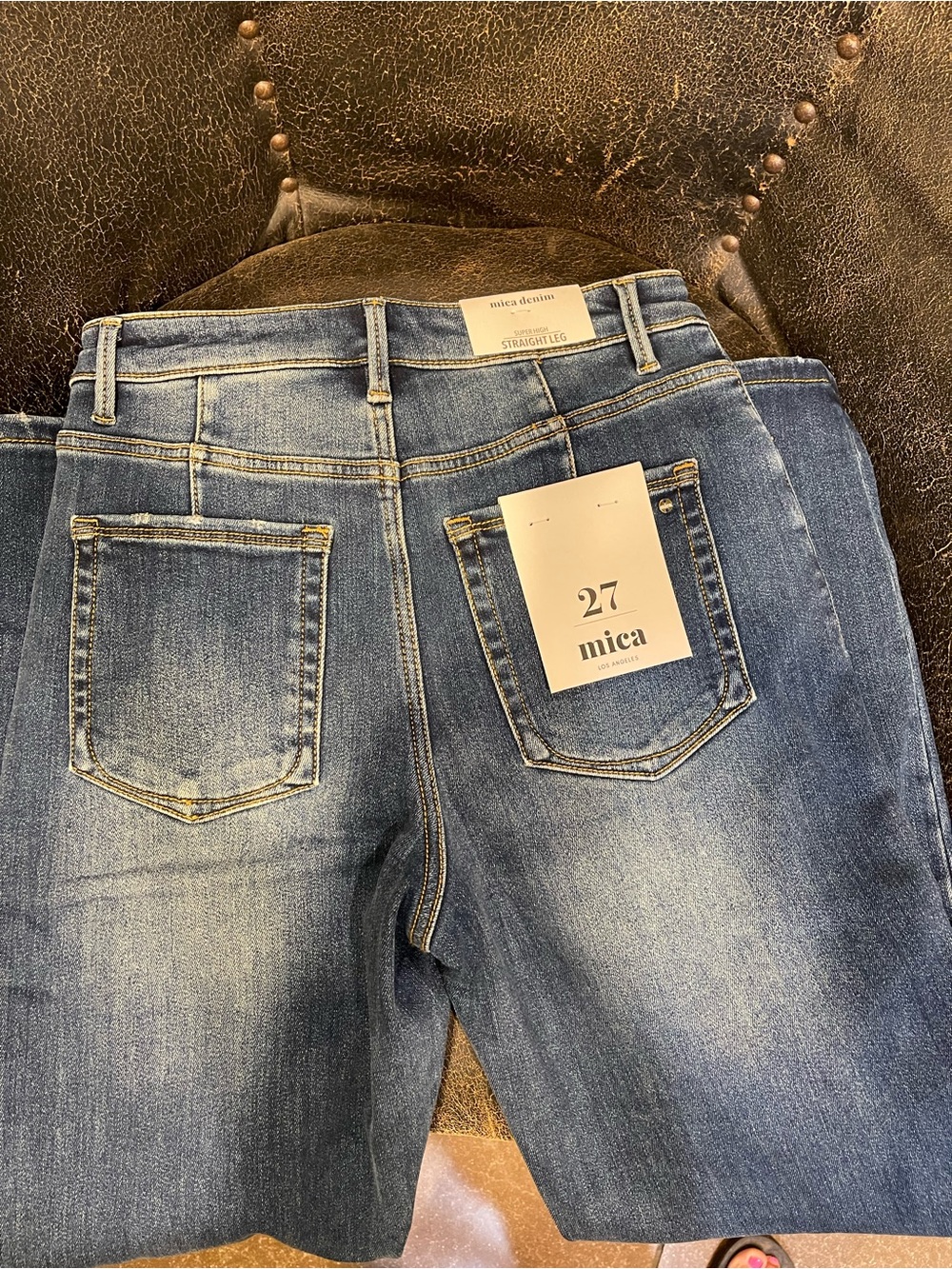 Mica Denim Women's Straight Leg Jeans in Medium Blue - Picture 3 of 7